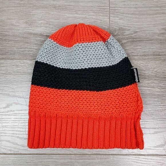 Oshkosh Boy's Orange Black & Gray Stripe Knit Toque Winter Hat Medium - Picture 2 of 7